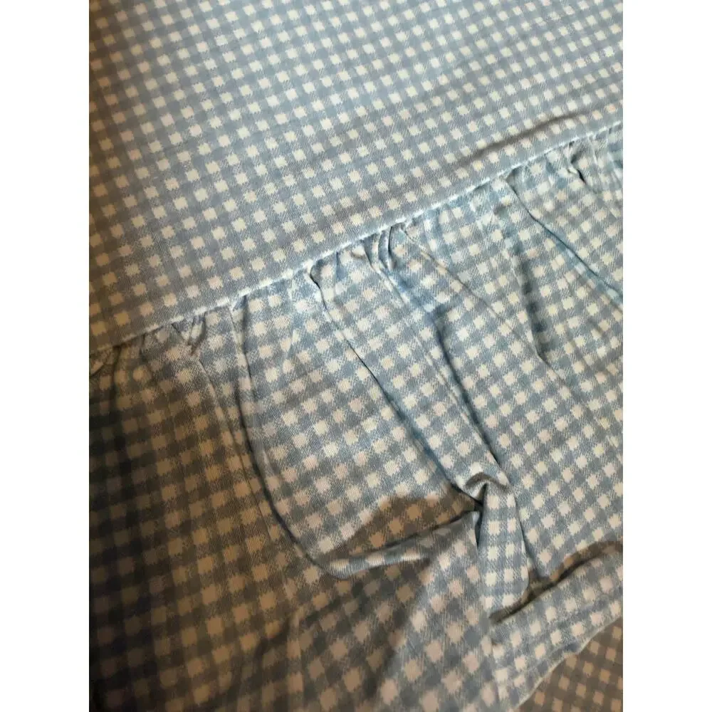 VTG Ralph Lauren Home Blue White Gingham Ruffled Standard Pillowcases Pair(2)
